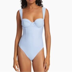 NWT Simkhai Kyle Bustier One Piece Swimsuit Marina Blue Size Medium